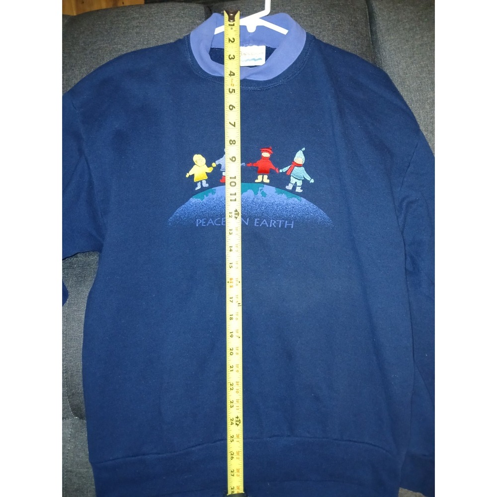 Vintage Brindon Design Christmas Sweatshirt Large Peace On Earth Made USA 90s - Picture 5 of 6